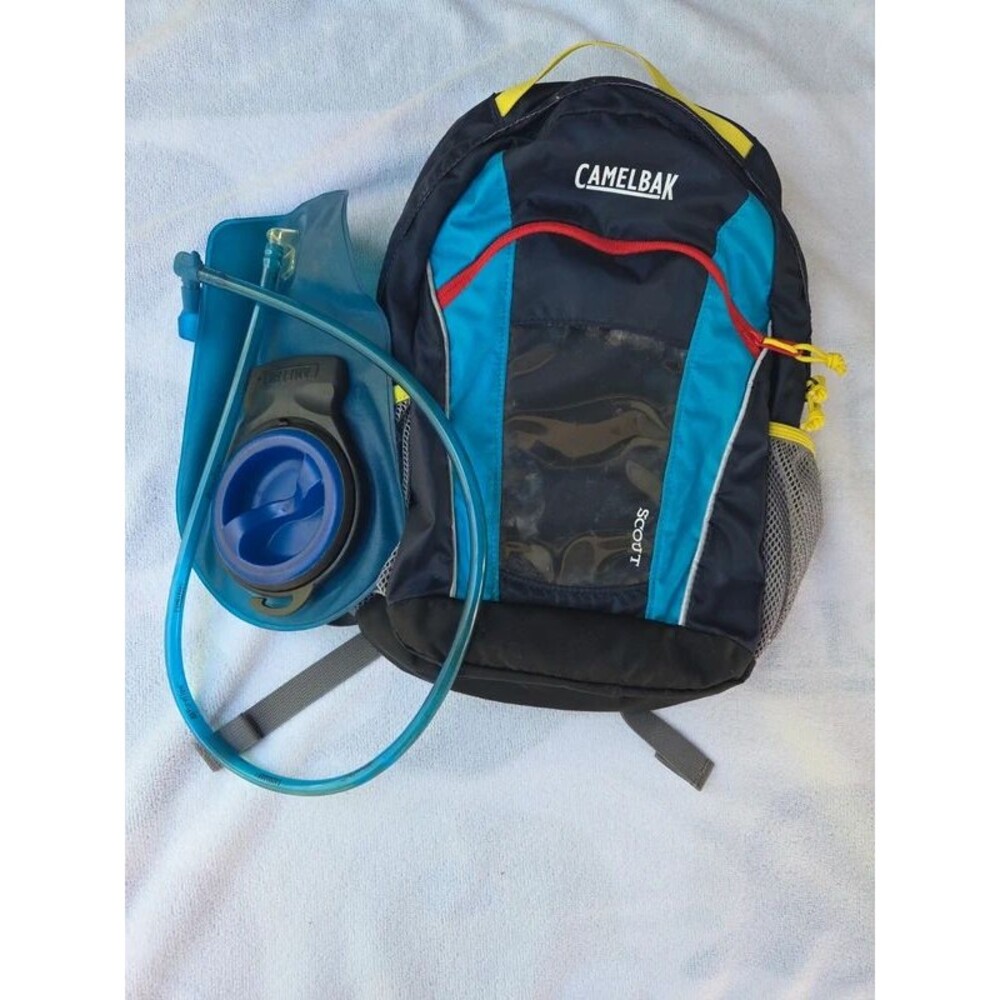 Youth Blue Yellow and Gray Hiking CamelBak